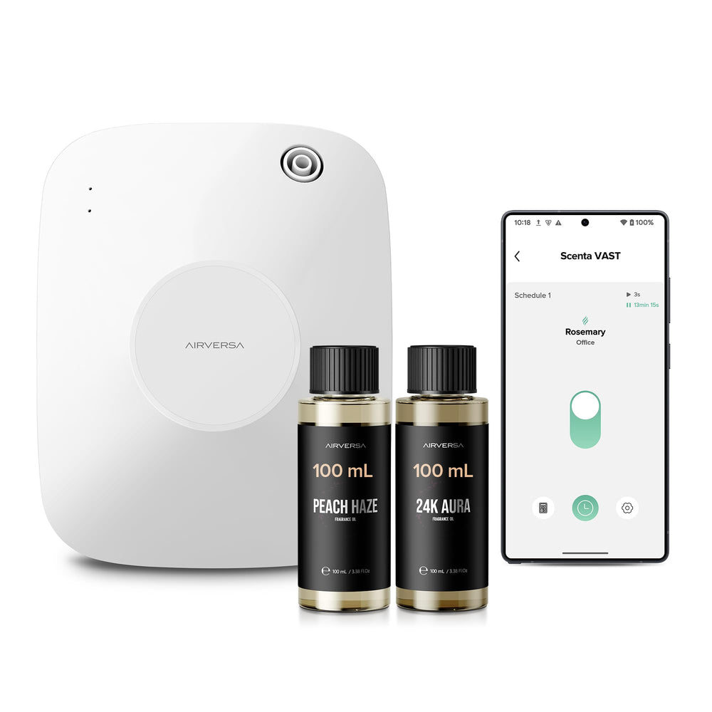 Airversa Smart Diffuser front view in ANA White, ideal for large spaces.