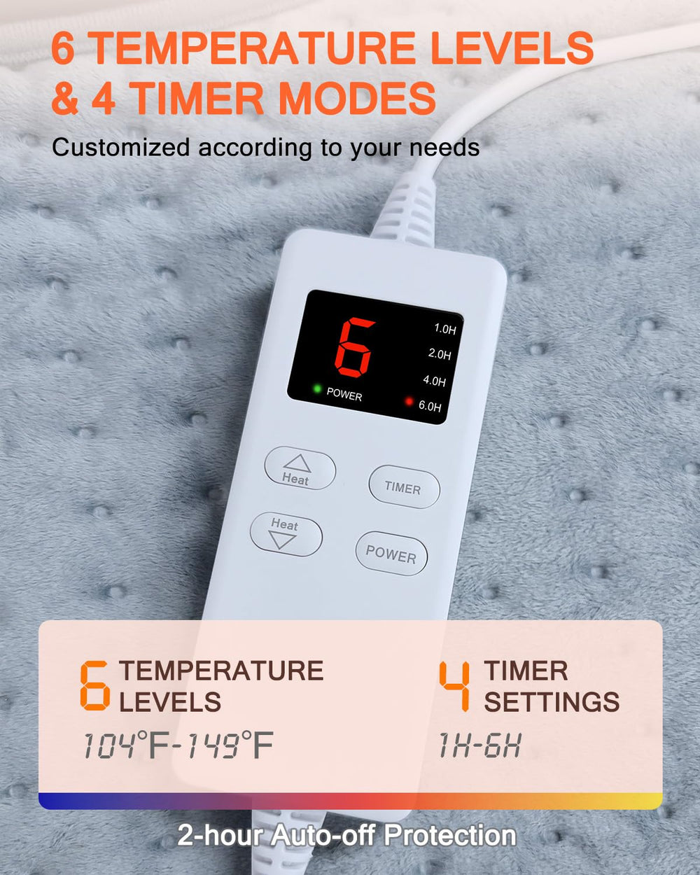 AiTechny control panel highlights multiple heat settings for tailored comfort