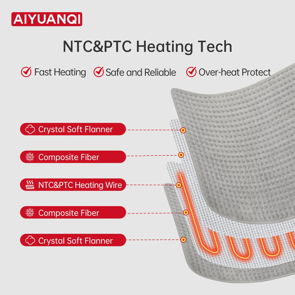 AIYUANQI heat pad with 4 timer options for auto shutoff