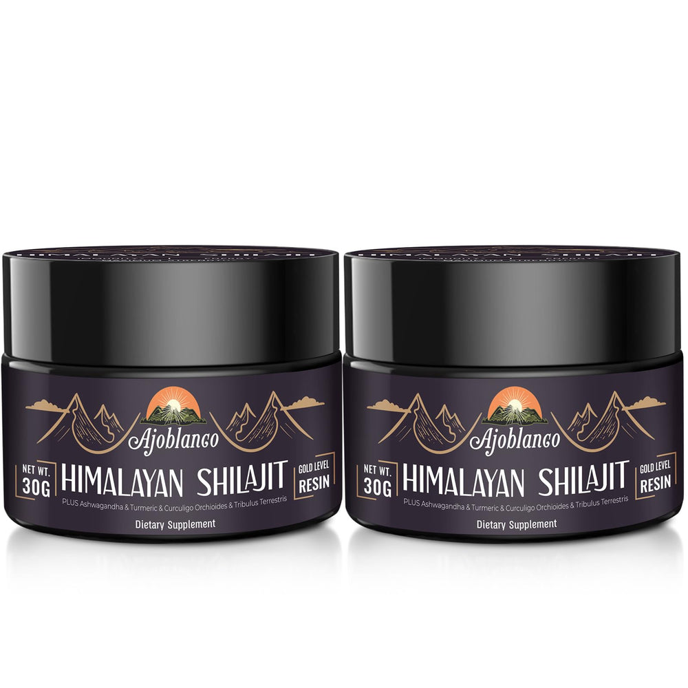 Ajoblanco shilajit resin in amber jar showcases pure quality for daily energy.