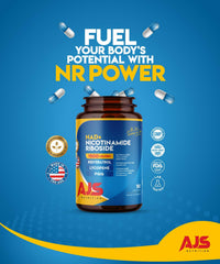 AJS NAD+ BioSynergy blend showcasing wellness and antioxidant support