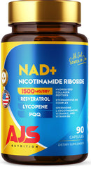 AJS NAD+ bottle front showing the label for cellular energy support