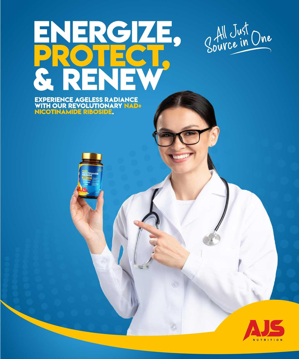 AJS NAD+ collagen peptides visual supports hydration and joints