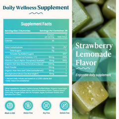 Vegan ingredients highlighted on Akasha Sea Moss Glow Gummies packaging