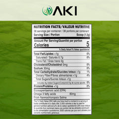 AKI Marine Phytoplankton Powder scoop enables easy measurement for smoothies and yogurt.