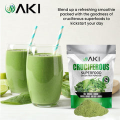 AKI Organic kale broccoli Brussels sprouts closeup highlights phytonutrients.