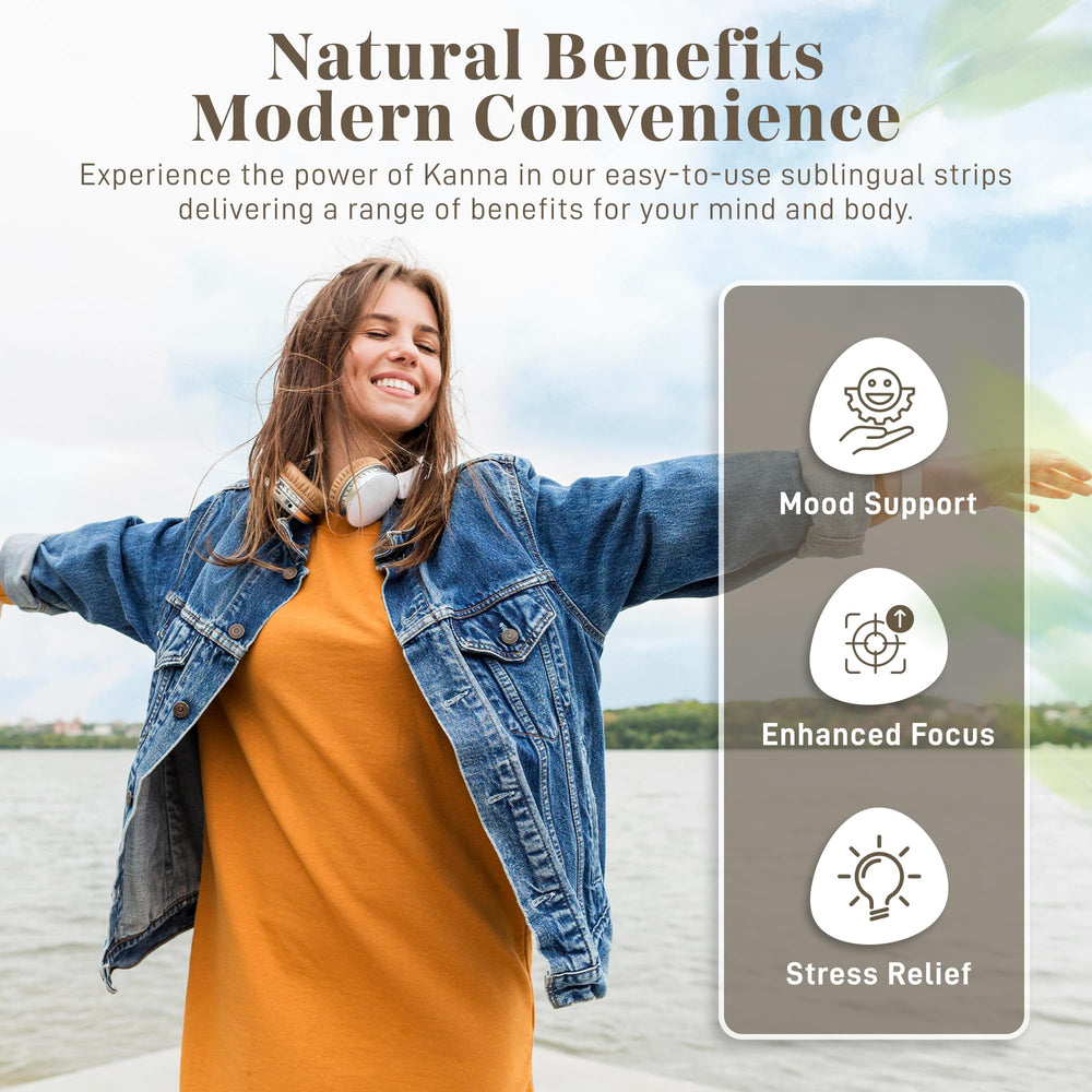 Sublingual strip dissolving under the tongue for rapid absorption and focus.