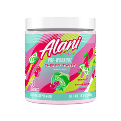 Alani Nu Cherry Twist bottle for sustained energy during workouts.