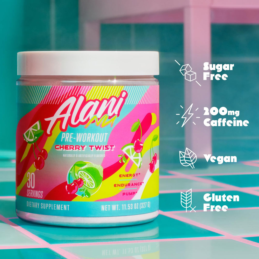 Alani Nu Cherry Twist pour demonstrates quick mix and flavor release.