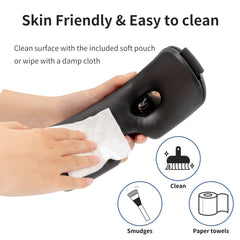 Compact, portable battery-powered massager for on-the-go use.