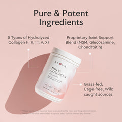 Alaya Naturals collagen powder scoop ready for convenient serving.