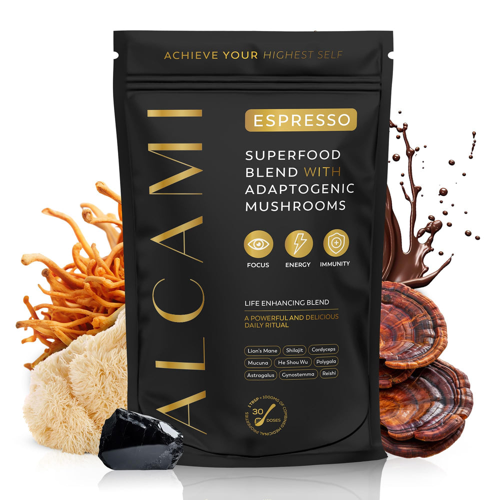 alcami elements Mushroom Espresso Coffee bag for a rich, energized start