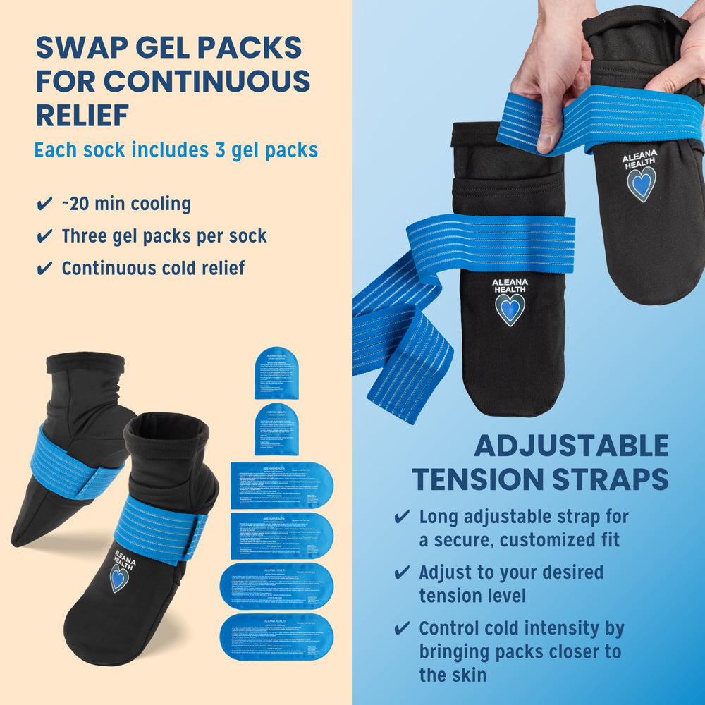 Aleana Health cooling socks worn to ease neuropathy-related foot discomfort.