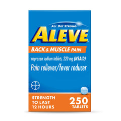 Aleve back-muscle-tablet-front: compact tablet for targeted back and muscle relief