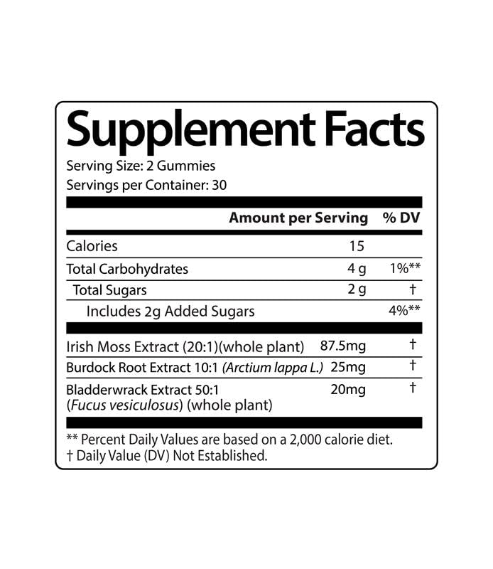 Alex Jones Naturals Irish Sea Moss Gummies on finger suggests portable mineral dose