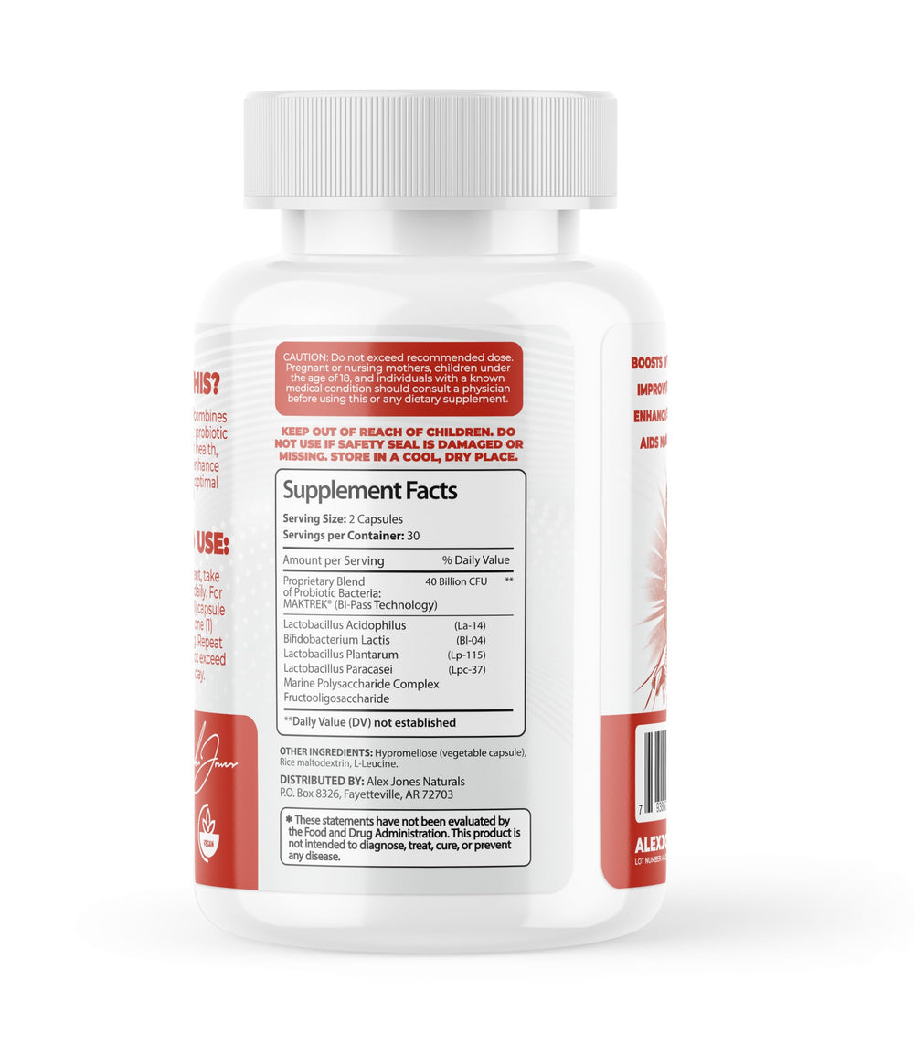 Alex Jones Naturals men's digestive support packshot suggests easy inclusion in daily routine.