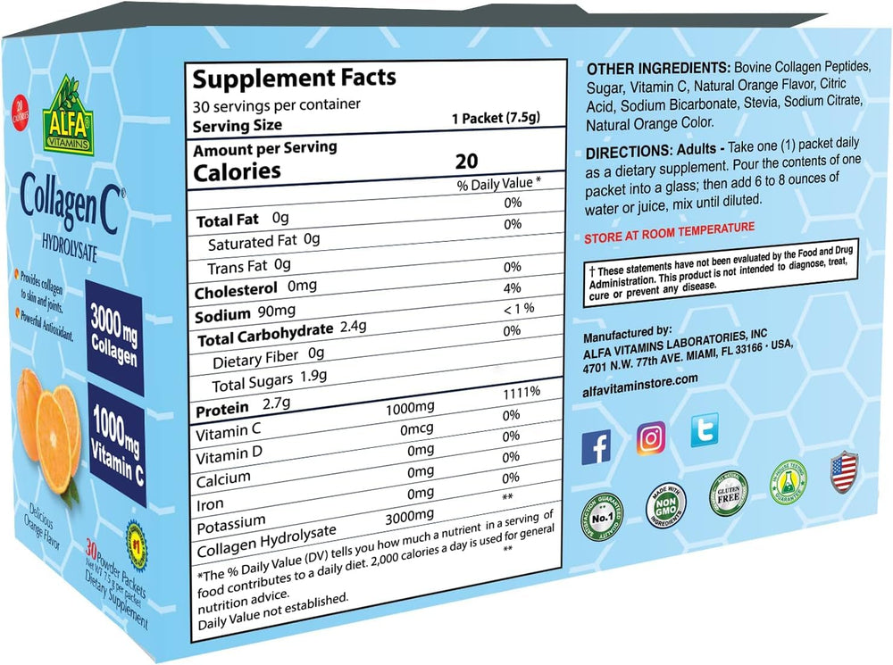 ALFA VITAMINS Collagen C Peptides mixed with water for a refreshing on-the-go drink
