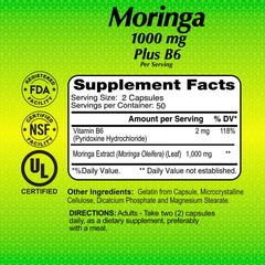 ALFA VITAMINS Moringa B6 capsule close-up highlighting nutrient-dense formula.