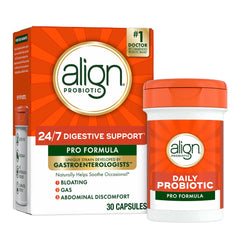 Align Pro Formula bottle with easy-to-swallow capsules for digestive balance.