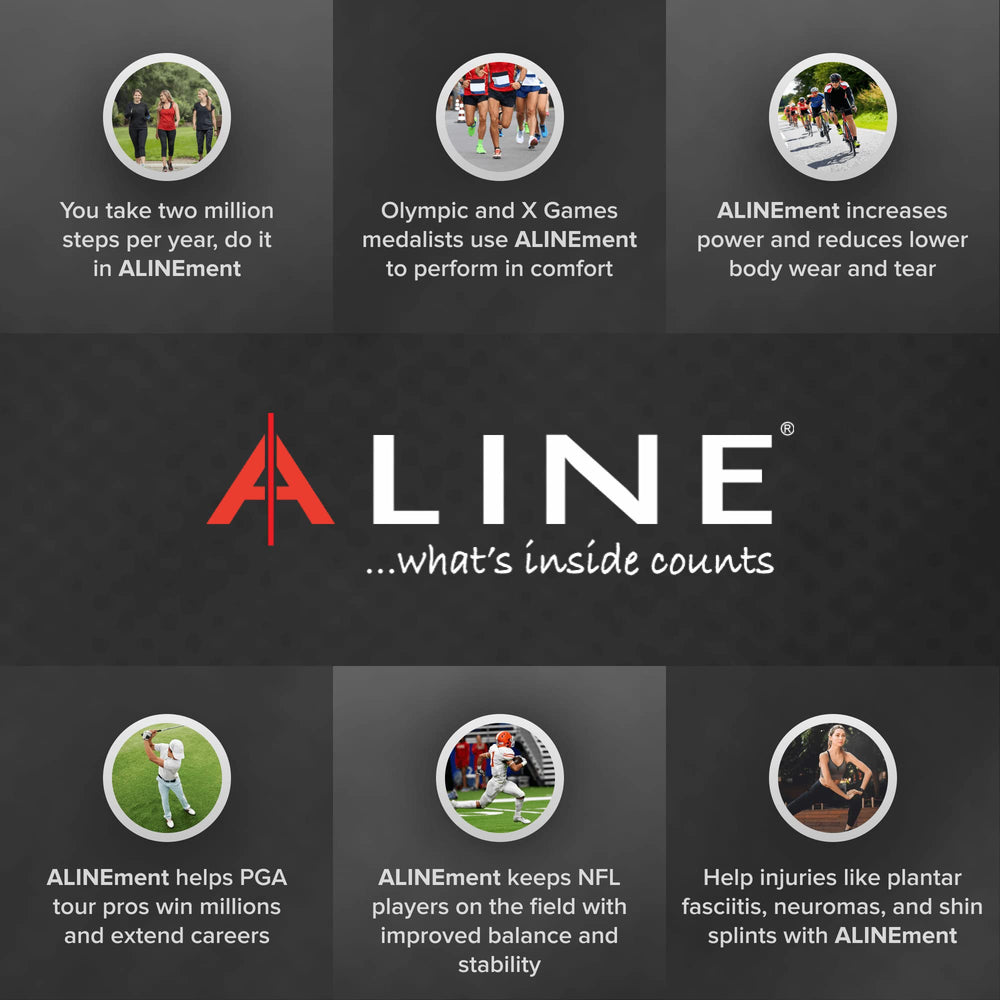 ALINE Traction insoles showcase a heel cup for secure fit and stability in motion.