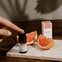 Grapefruit essential oil with Mexican origin on packaging