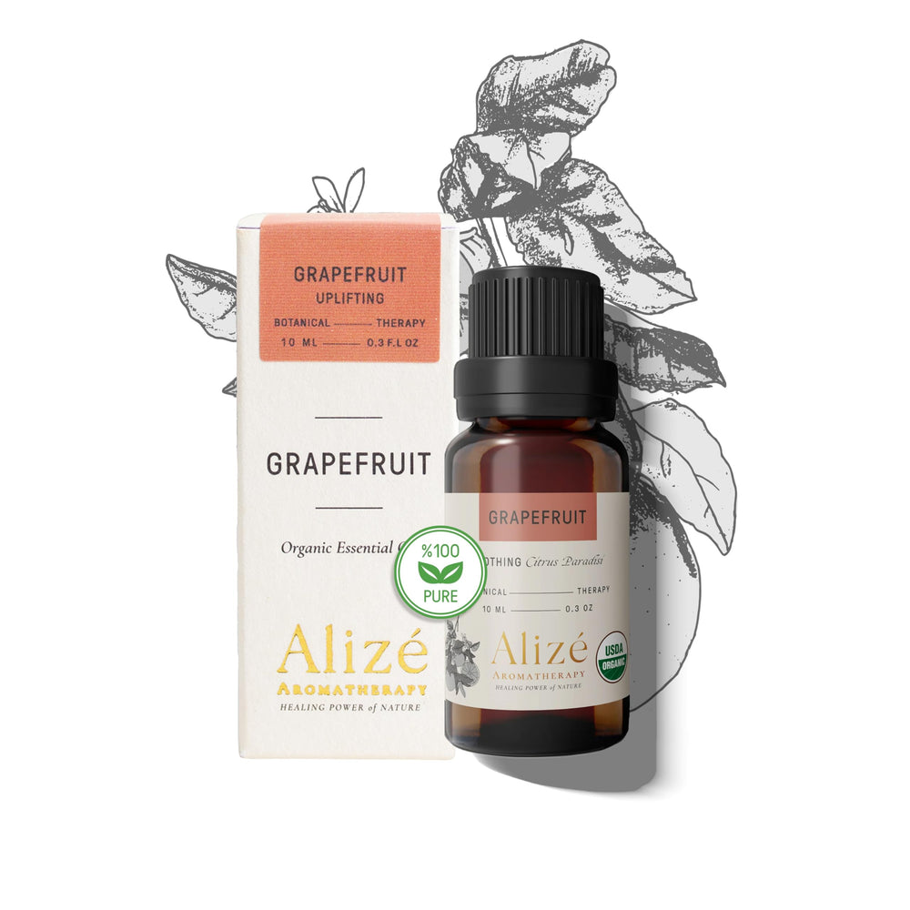 Alizé Aromatherapy Organic Grapefruit Oil bottle ready for diffusers
