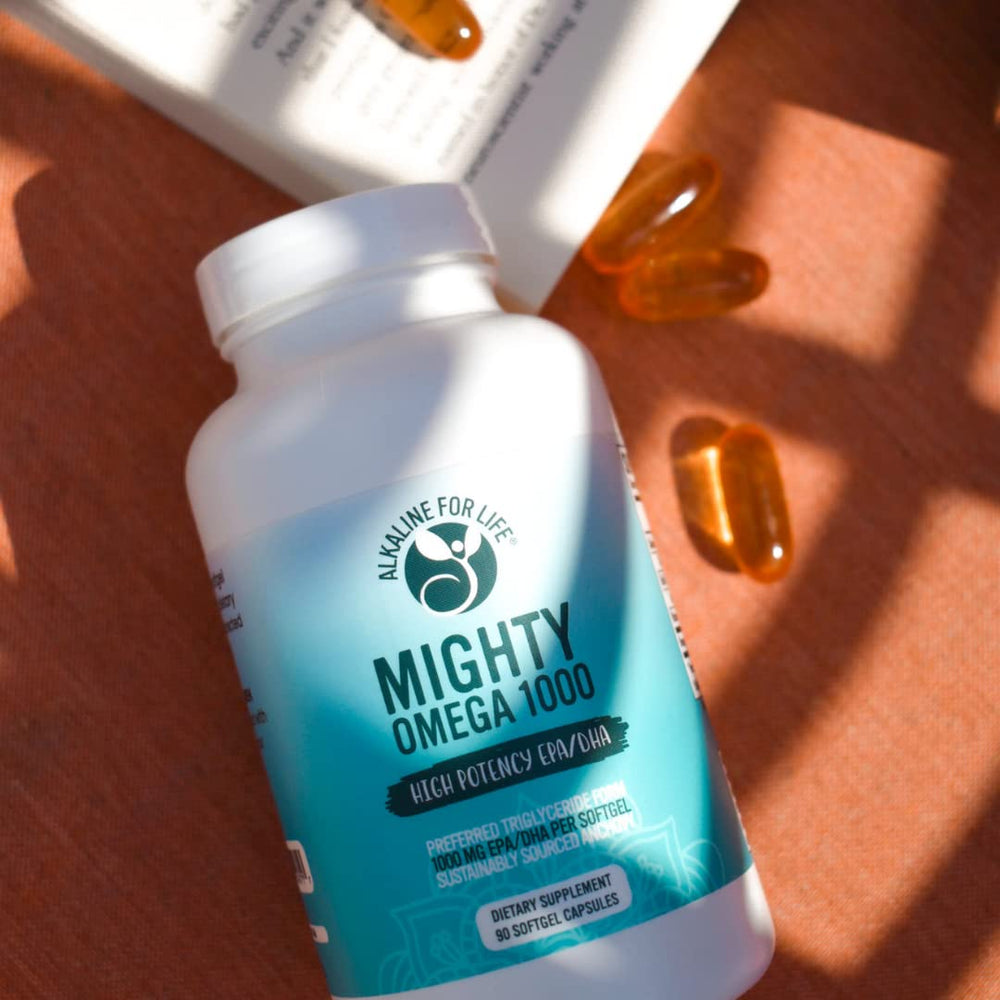 Third-party tested purity seal on Alkaline for Life Mighty Omega 1000 packaging