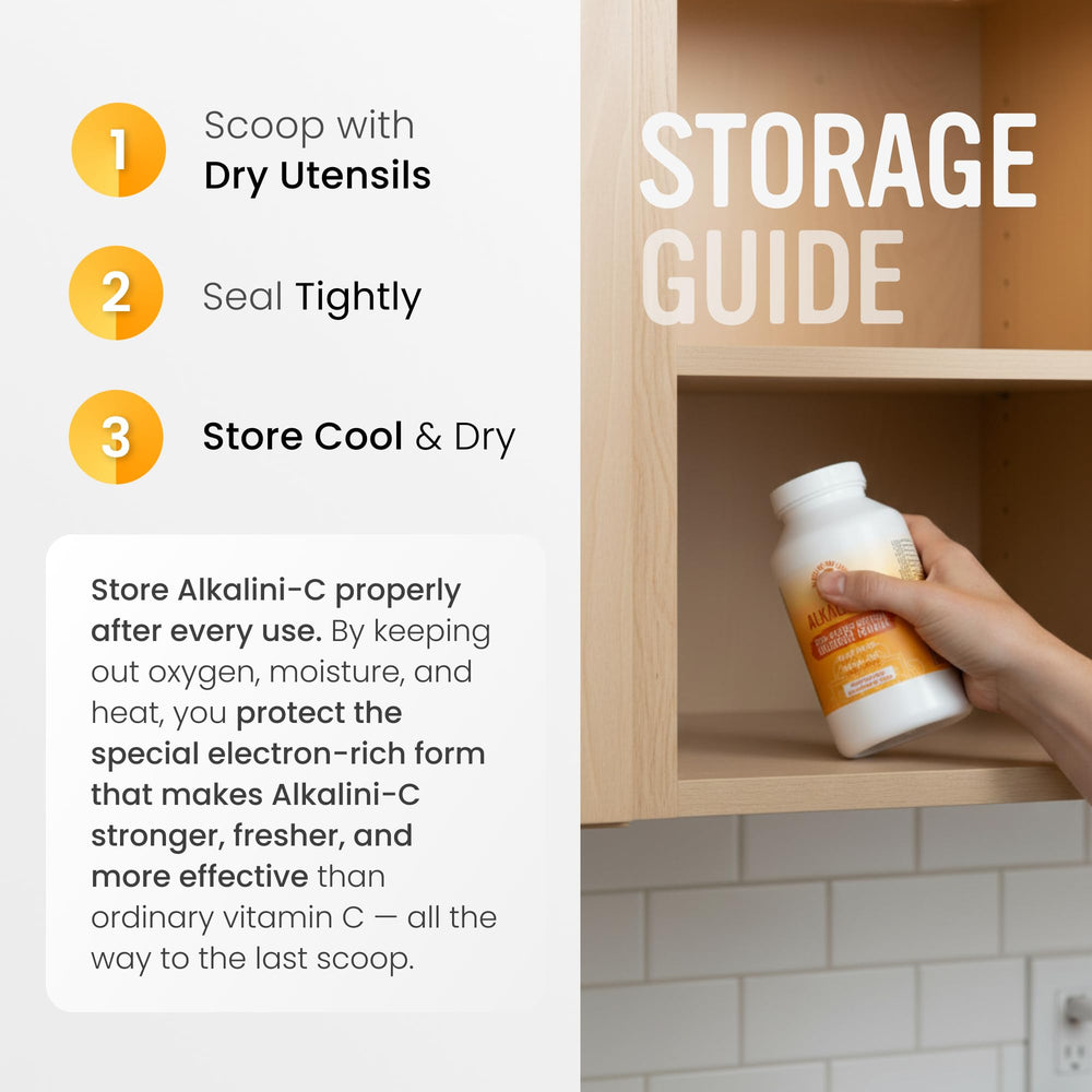 Alkalini-C usage-mix-in-drink image showing simple incorporation into beverages.