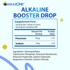 Alkazone alkaline mineral drops poured into a glass for mineral balance.