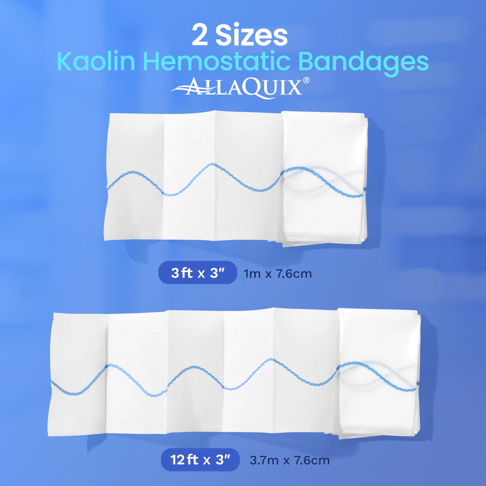 AllaQuix military-grade hemostatic bandage in field kit, supports rapid bleeding control.