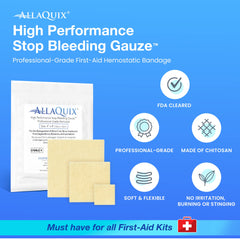 Sterile AllaQuix gauze pads 3-pack ready for first aid kits.