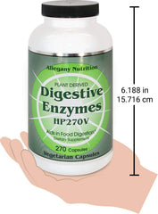 Allegany Nutrition Digestive Enzymes HP ingredients panel, GMO-free formula.