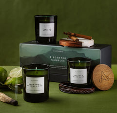 Allegorie Leather Mahogany candle close-up with smoky wood aroma