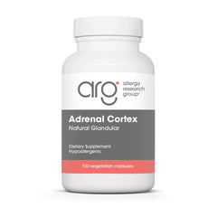 Allergy Research Group Adrenal Cortex bottle with capsules for daily use.