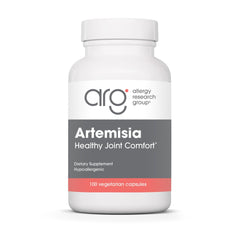 Allergy Research Group Artemisia dietary supplement bottle demonstrates microbial balance support.