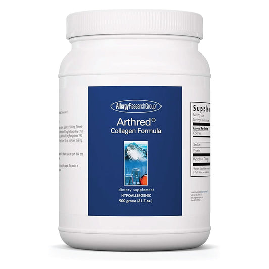 Allergy Research Group Arthred collagen powder bottle promotes healthy skin and joints.