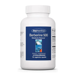 Allergy Research Group berberine 500mg bottle showcases standardized berberine HCl for metabolic support