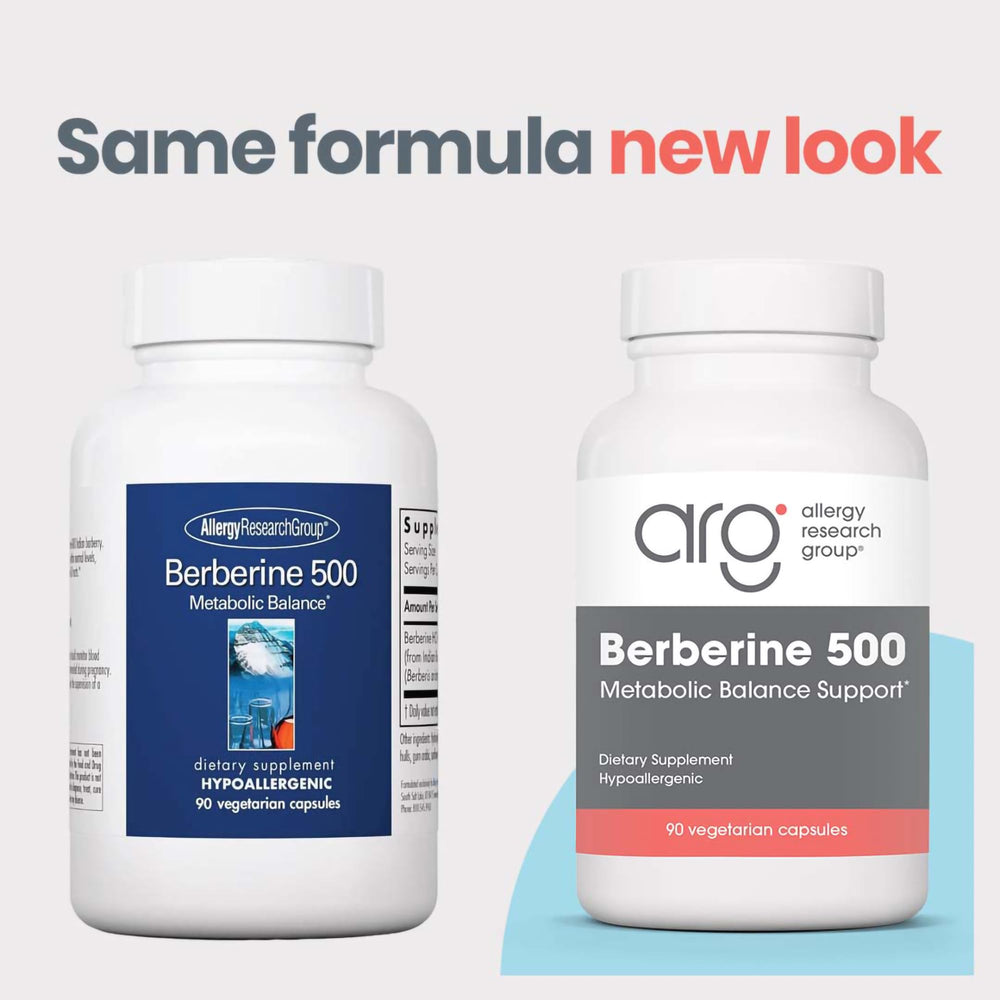 Allergy Research Group berberine 500mg capsules ready for daily dietary supplement routine