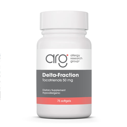 Allergy Research Group Delta-Fraction Tocotrienols bottle front suggesting circulatory support.