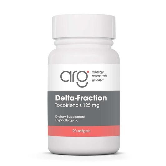 Allergy Research Group Delta Fraction Tocotrienols softgel bottle highlighting convenient daily supplementation.