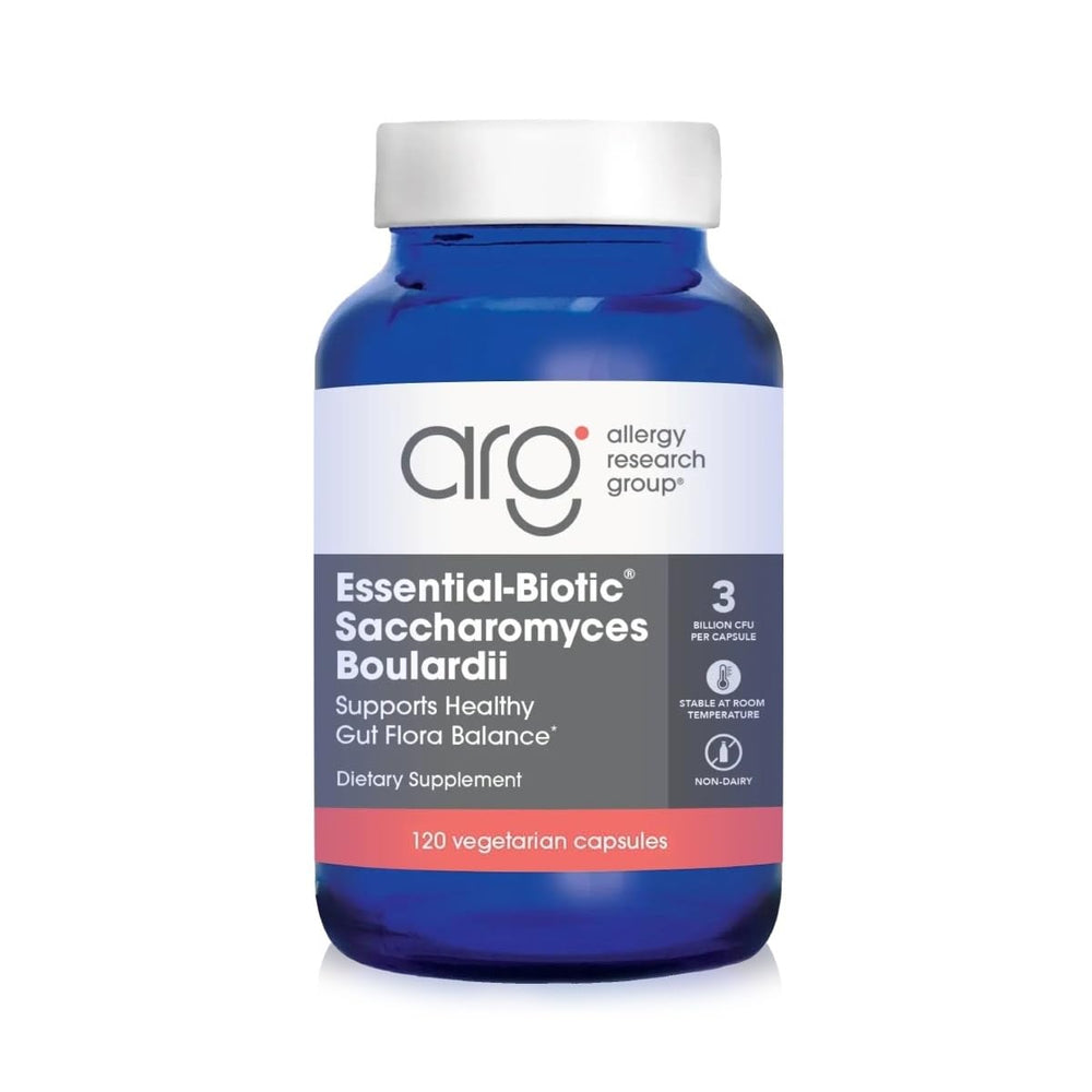 Allergy Research Group Essential-Biotic Saccharomyces Boulardii bottle for gut health support.