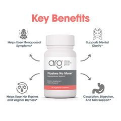 Allergy Research Group Flashes No More capsules in hand for daily menopause support