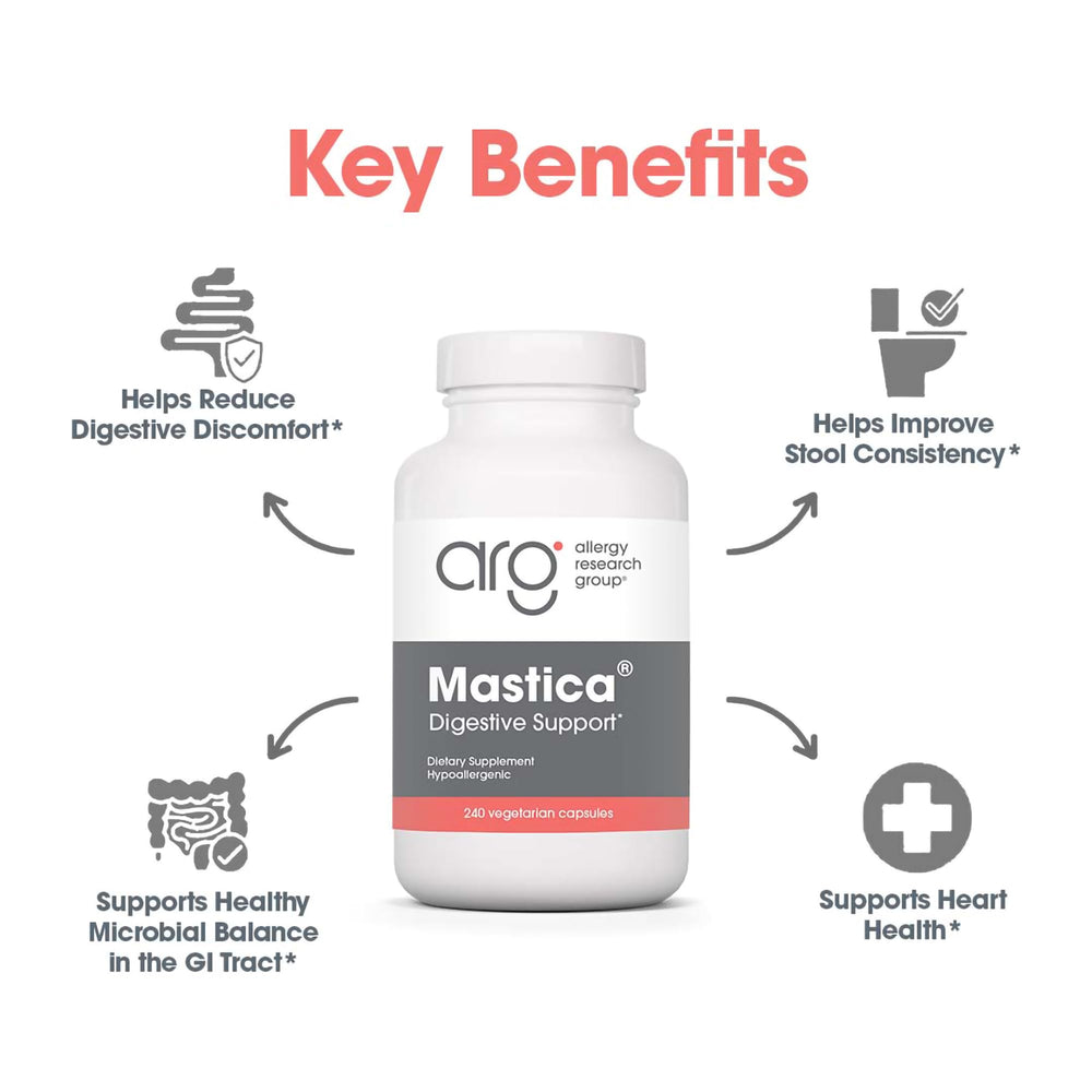 Allergy Research Group Mastica resin powder capsules close view.