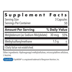 Allergy Research Group MSM capsules pour shows daily use and dosing.