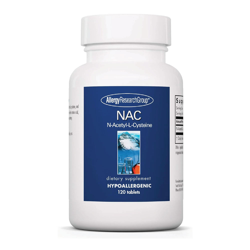 All allergy research group nac tablets front view showing hypoallergenic formula for daily immune support