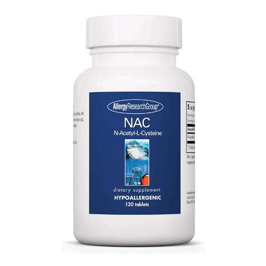 All allergy research group nac tablets front view showing hypoallergenic formula for daily immune support