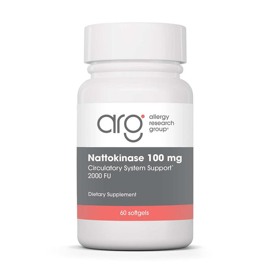 Allergy Research Group nattokinase NSK-SD bottle supports healthy circulation.