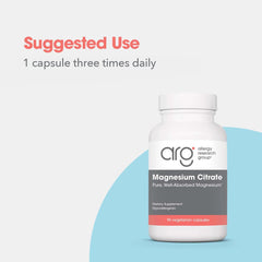 Label detail shows 170 mg magnesium per capsule for efficient absorption