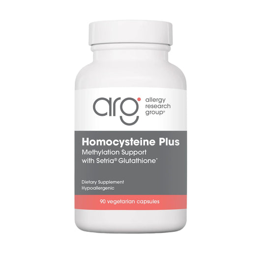 Allergy Research Group Nutricology Homocysteine Plus bottle for daily support in a convenient format