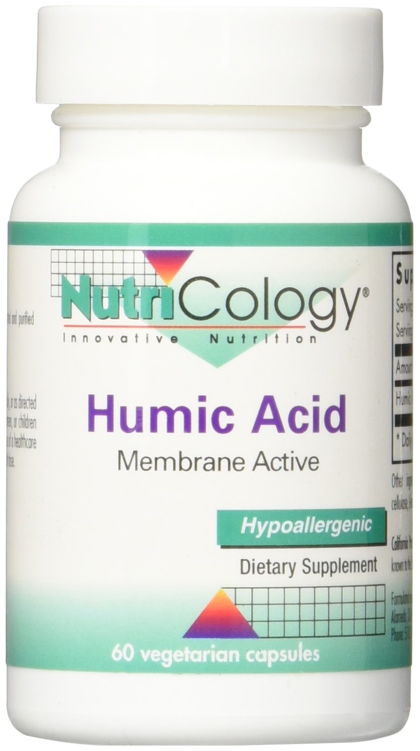 NutriCology Humic Acid dosage 750 mg per serving on packaging.